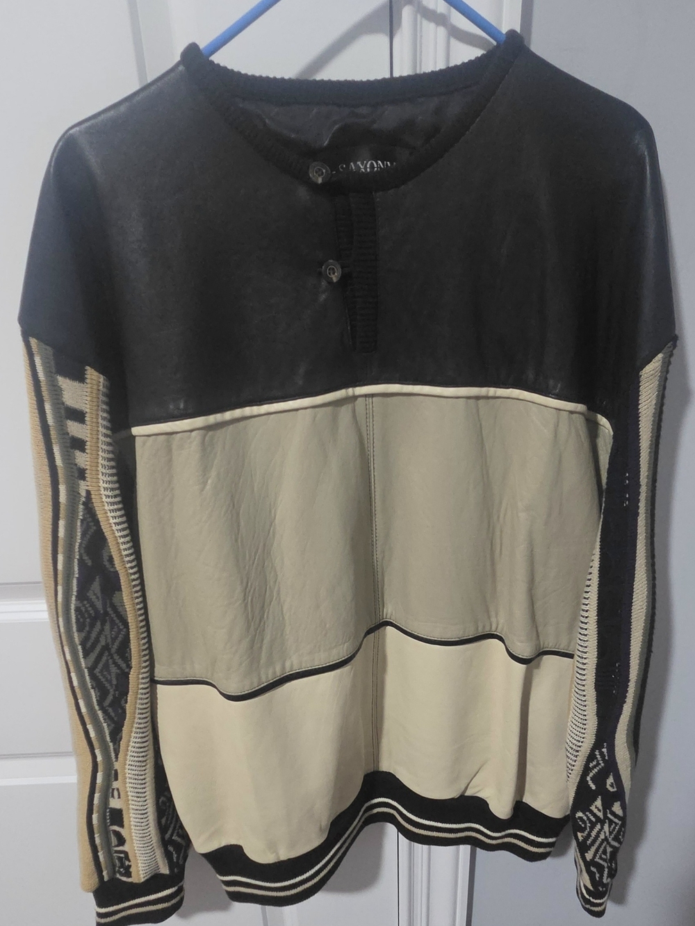 Saxony Black & Cream Two-Tone Men's Pullover Shirt